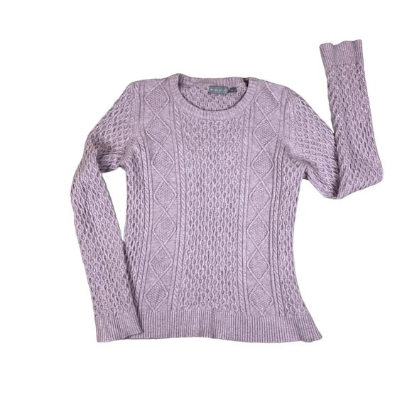Cyrus Evolution Cable Knit Fisherman Sweater Purple Cottagecore Classic Coast-L - Picture 2 of 13
